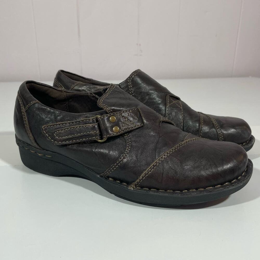 Clarks Collection Women's Bamboo Leather Brown Loafer Size 6.5‎